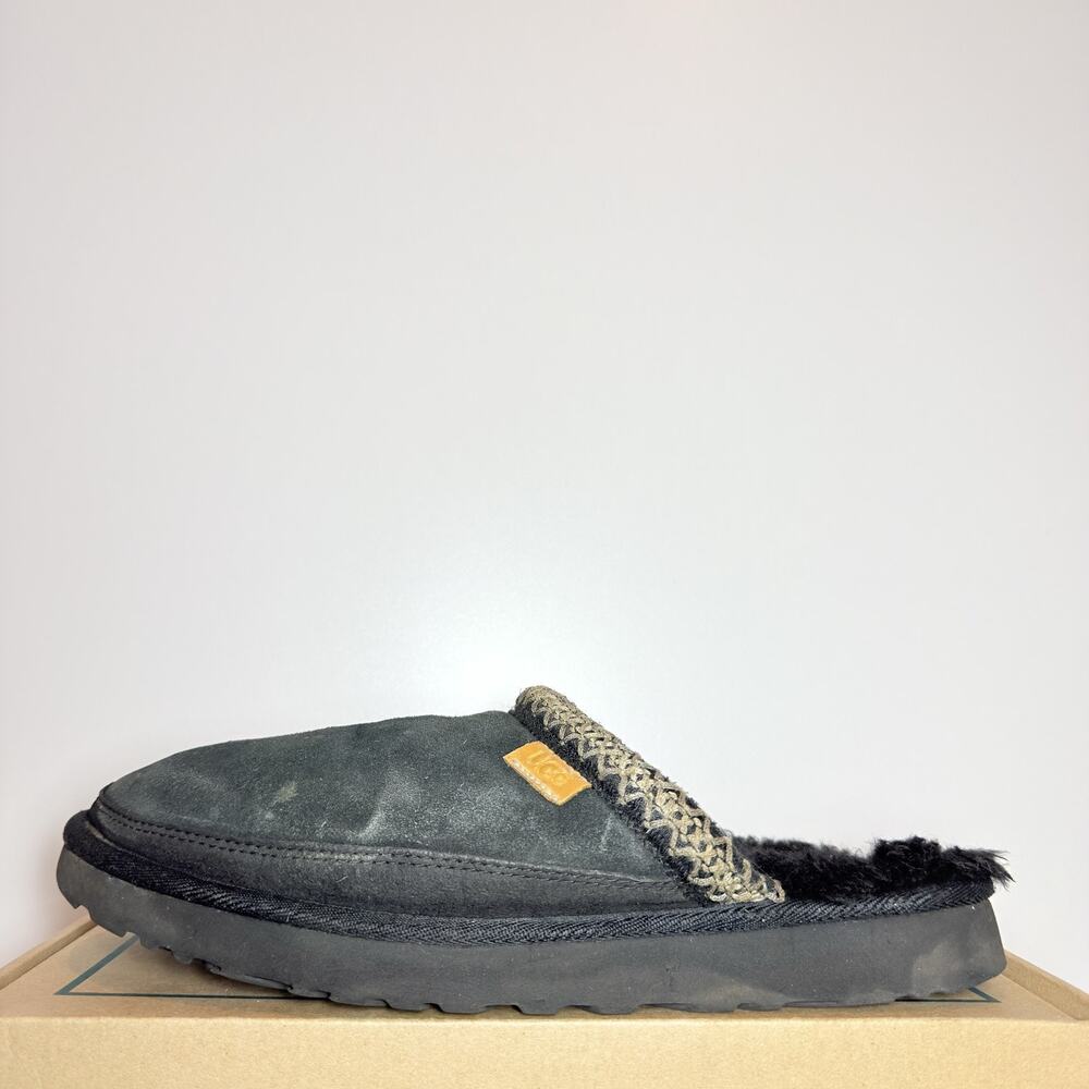 UGG Tasman Mens Size 10 Black Suede Slip On Slippers Clog Shoes Mule Shearling